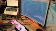 Static: Samantha coding at night